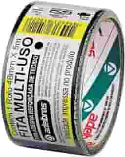 Adelbras Silver Tape Fita Adesiva Reforçada Multiuso de Tecido, Preto, 48 mm x 5 m