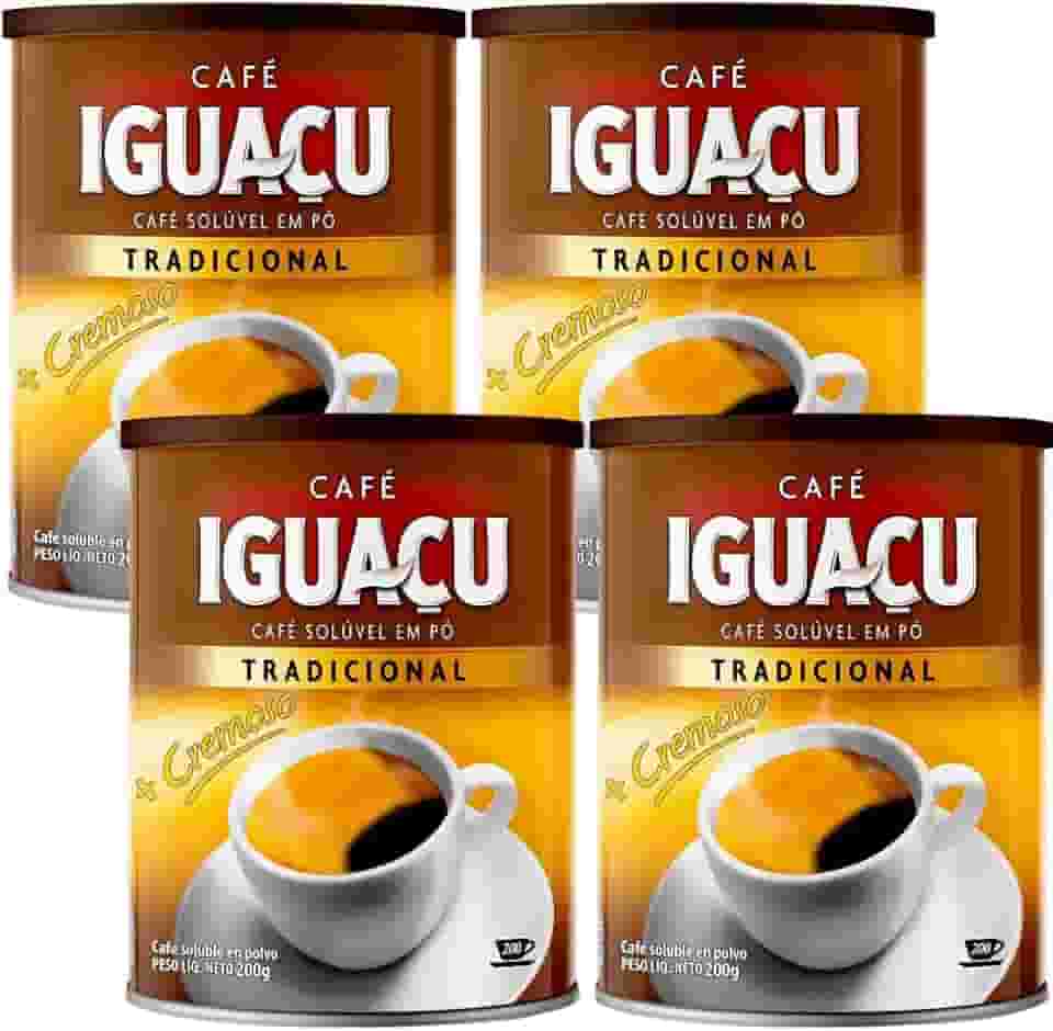Café Iguaçu Solúvel Em Pó Lata 200g Kit Com 4 Unidades