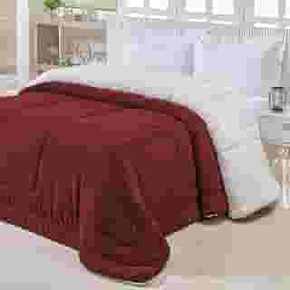 Cobedrom Casal Queen Sherpa Edredom Pele de Carneiro Cobertor Dupla Face (Vinho)