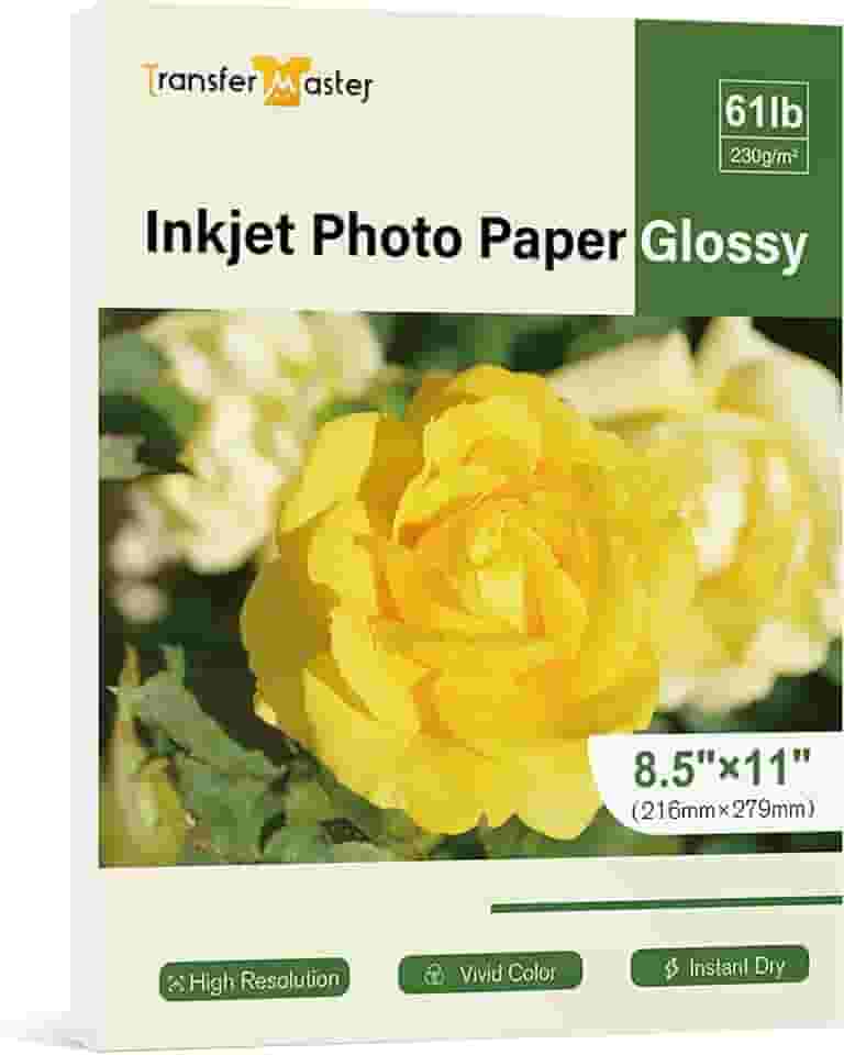 Papel fotográfico espesso brilhante 21 x 28 cm, papel cartolina pesado de 27,7 kg, para impressoras a jato de tinta, para fotos, calendário, topo de bolo, 30 folhas, 230 g/m²