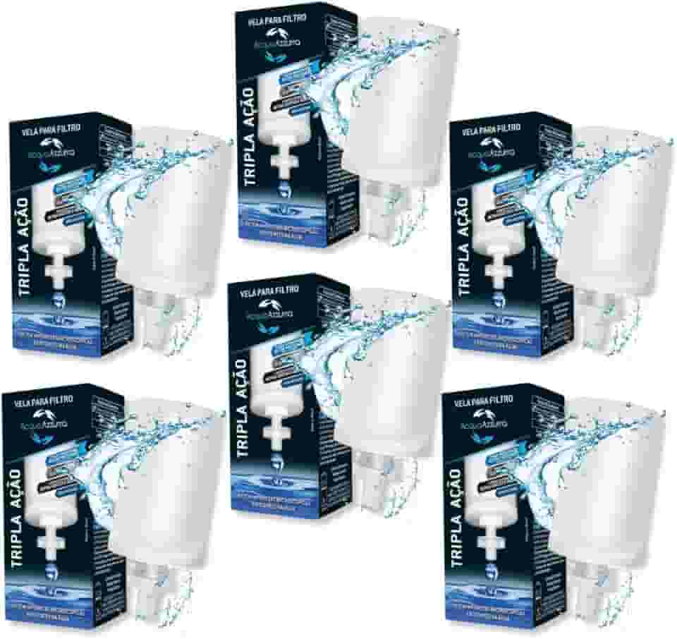 Kit 6 Velas Tripla Ação Com Carvao Ativado Para Filtro Barro Premium Alcalina Universal