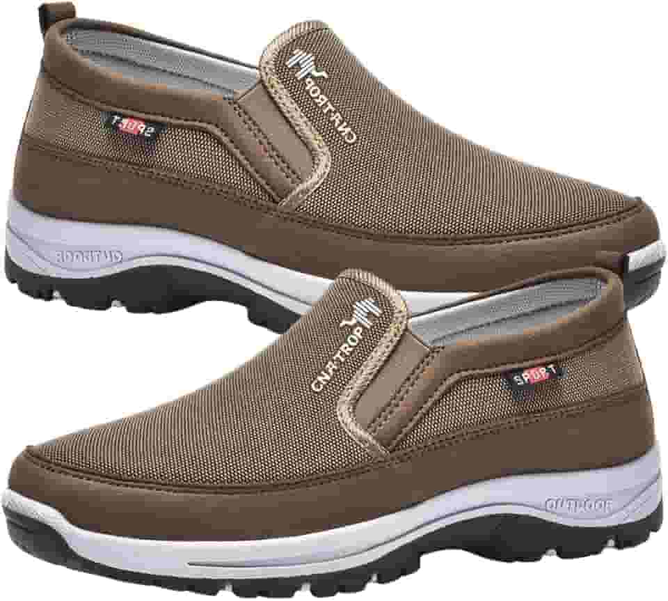 Tênis ortopédico masculino – sem usar as mãos livres, caminhada ortopédico vintage para lazer para amortecimento extra e alívio dos pés Maijia