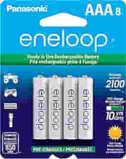 Eneloop Panasonic BK-4MCCA8BA AAA 2100 Ciclo Ni-MH Baterias Recarregáveis Pré-Carregadas, Pacote com 8 Baterias