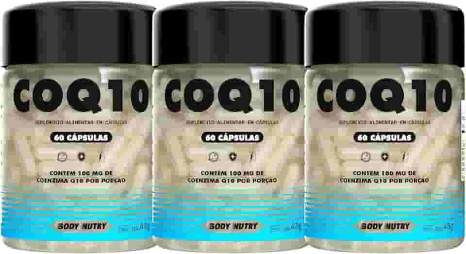 Kit 3x Coenzima Q10 Ubiquinona Original Pote 60 Cápsulas 100% Puro Energia Antioxidante Suplemento Energético Zero Glúten Rende