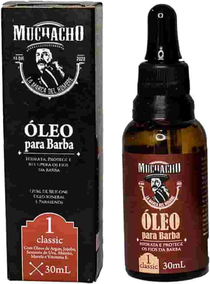 Muchacho - Óleo Para Barba Profissional Hidratante Classic - 30ml Hidratação e Maciez para sua barba