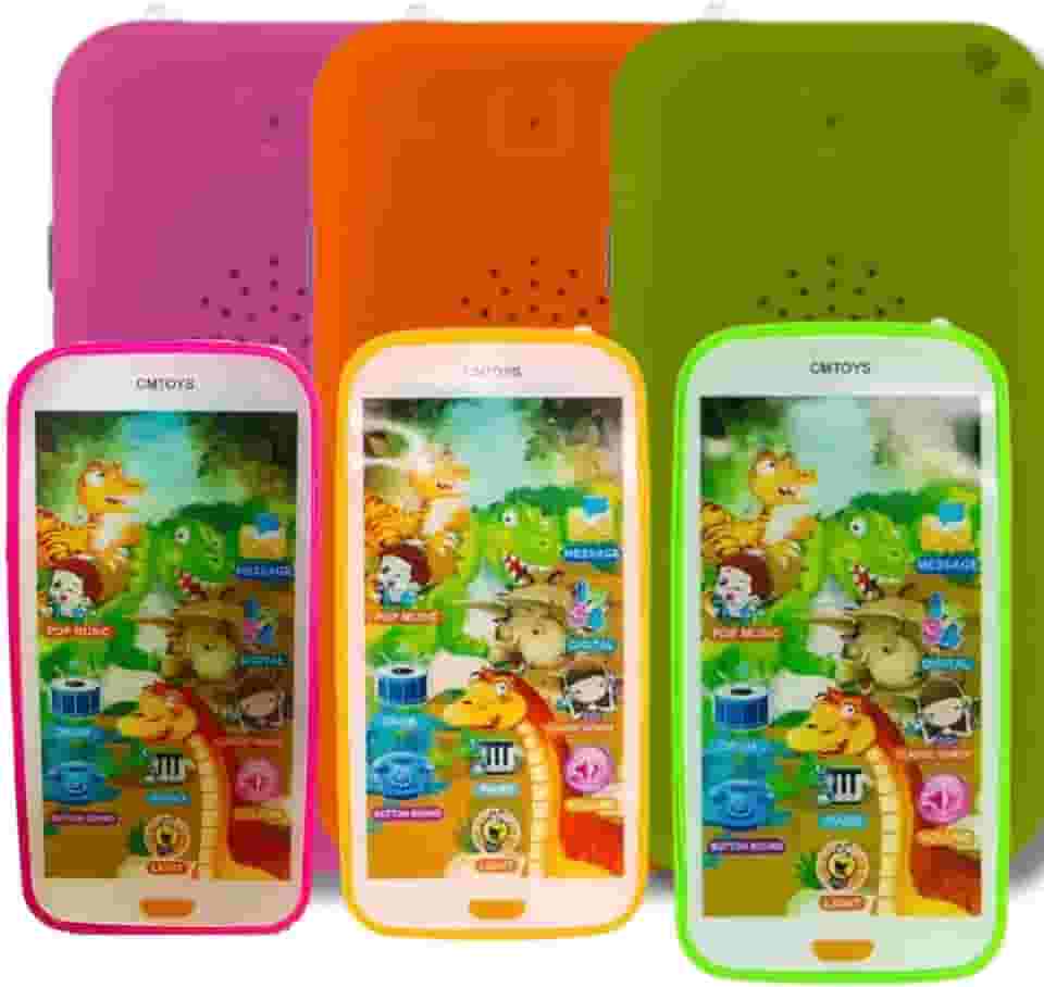 Celular Infantil Interativo Touch 3D Música luz Com Cordão (Rosa)