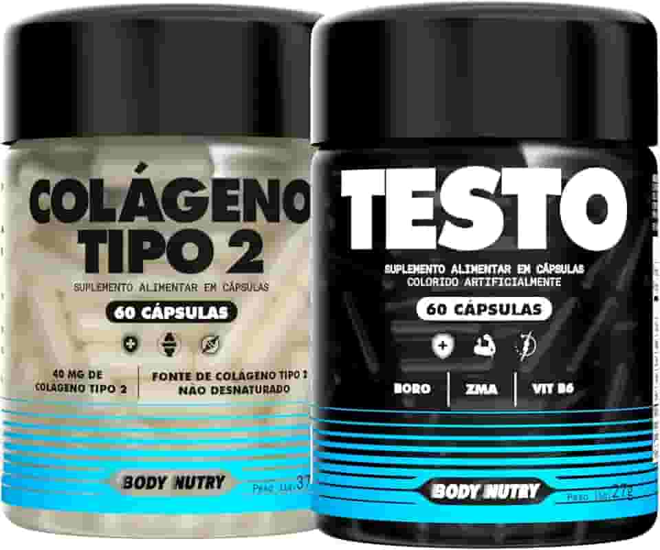 Kit 1x Colageno Tipo 2 Joelho E Articulação Collagen 40mg 60 Capsulas + 1 Unidade Vitaminas e Minerais Pote 60 Cápsulas Vitamina B6 Calcio Zinco Magnesio Boro Body Nutry