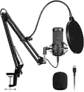 MEKOFO Microfone Condensador USB, Kit de Microfone de Metal Cardioide para Gravação, Podcasting, Home Studio, YouTube