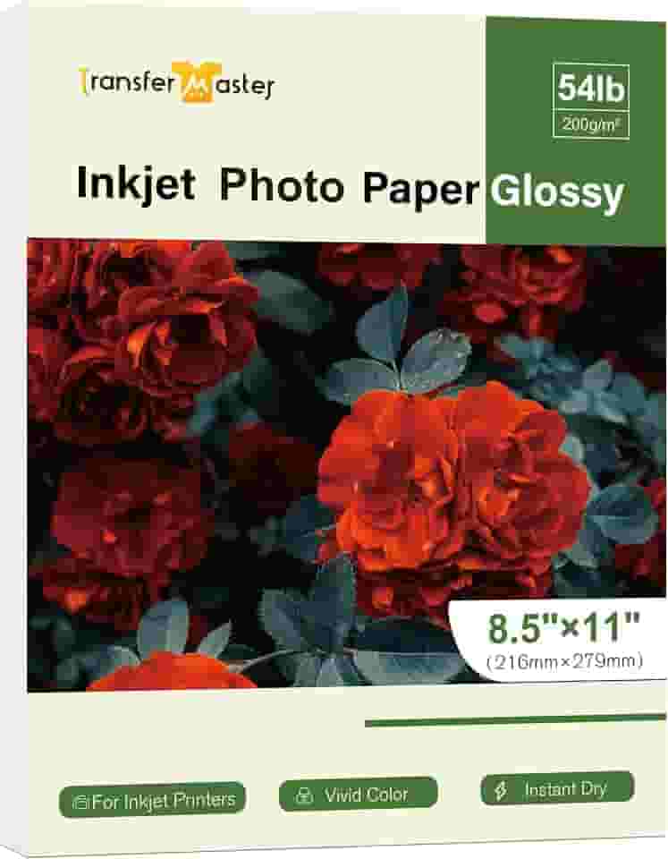 Papel fotográfico brilhante 21 x 28 cm, 24,5 kg, 200 g/m², secagem instantânea, trabalho para impressoras a jato de tinta e tinta para topo de bolo de menu, 30 folhas