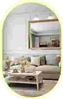 Espelho Led Oval Decorativo 60x40cm Lapidado Touch Screen (6000K LUZ FRIA)