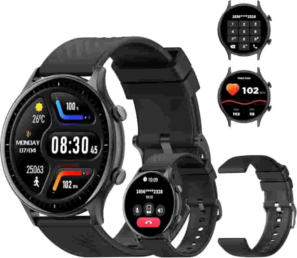 PEJE ZW04 Relogio Smartwatch,1.39" Tela HD Touch,Relógio Smartwatch com Alexa,Ligações Bluetooth,123+ Modos Esportivos,Notificações Inteligentes,Compatível com iOS/Android, Inclui 2 Pulseiras. (Preto)