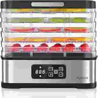Máquina desidratadora de alimentos, desidratadores compactos Reemix para alimentos e carne secadora, frutas, legumes, secador elétrico desidratado com controle de temperatura, 5 bandejas livres de BPA