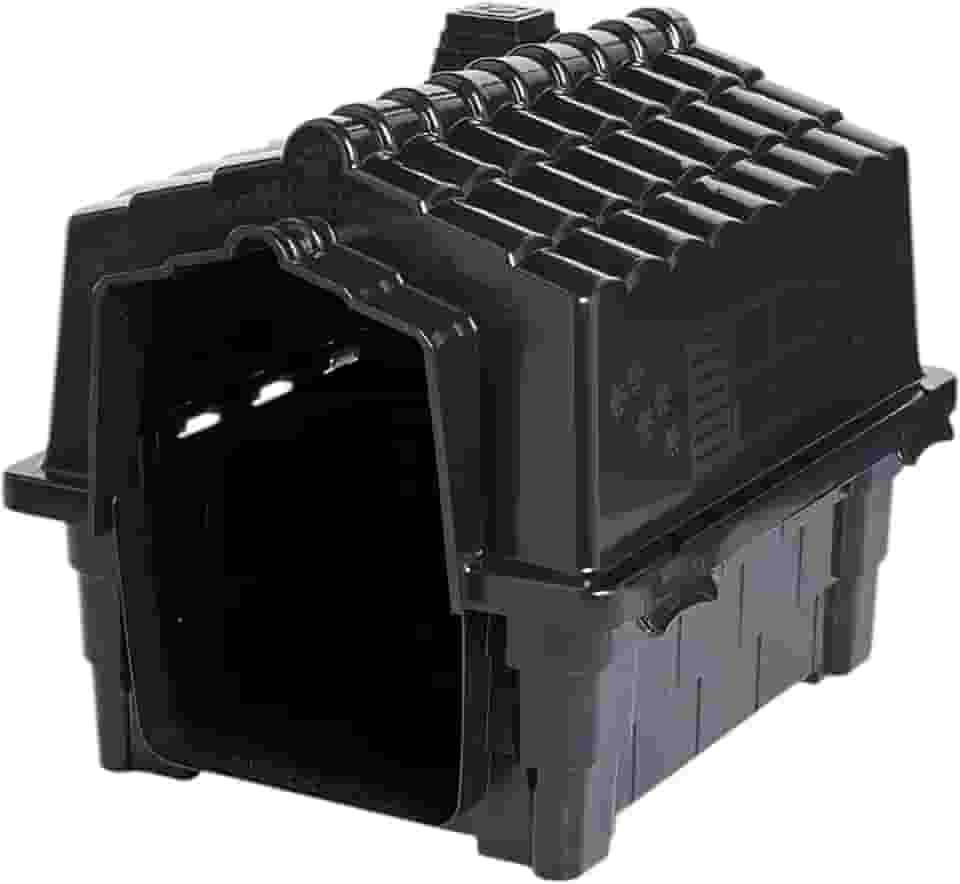 Casinha De Cachorro Plástica Pequeno e Medio Porte Casa Para Pet, Confortável, Desmontável Resistente Com Proteção UV, 8 saídas de ar e 4 pontos para saída de água, Tamanhos N1. N2. N3. (PRETO, N. 1)