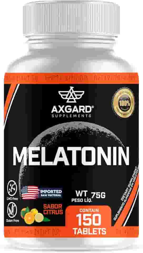 Melatonin - Melatonina - 150 Tabletes - Importada - Sabor suave Citrus Laranja com Acerola- Axgard Supplements