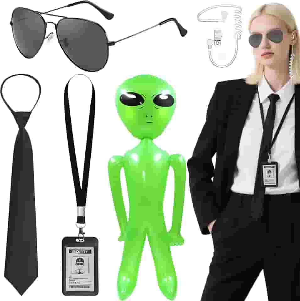 Conjunto de acessórios de fantasia de agente, kit de roupa do serviço secreto com óculos de gravata, crachá de identificação para festa de cosplay