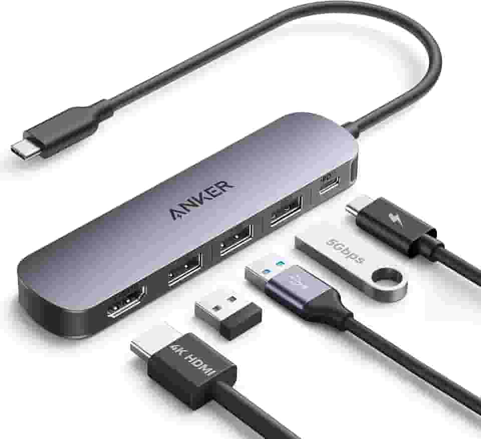 Anker Hub USB-C(5 em 1), HDMI 4K@30Hz com Entrega de Energia Máxima de 100W, Portas de Dados USB-C e USB-A, Compacto e Estiloso para MacBook, Dell XPS e mais (Carregador Não Incluído)