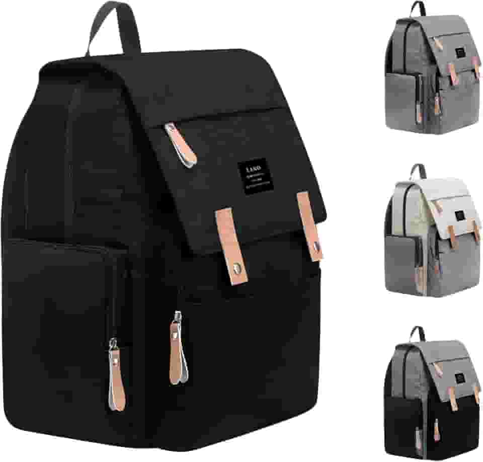 THE LAND Bolsa Mochila Maternidade, Original, Modelo Luxury, Marca d’água LANDUO, Até 7kg, 16 Bolsos Funcionais, Trocador, Ganchinhos, Impermeável, Térmica, Oxford 600D.