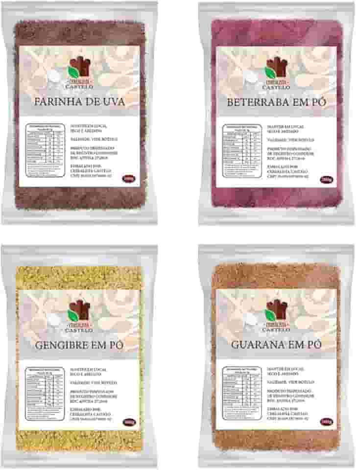 Beterraba Uva Gengibre Guaraná em pó 100g Pré Treino Natural