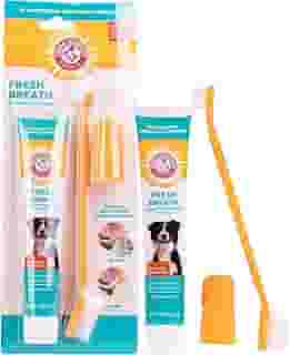 Arm & Hammer Kit de cuidados dentários para cães com hálito fresco para animais de estimação - Inclui pasta de dente para cães, escova de dentes dupla face e escova de dedos - tratamento para mau