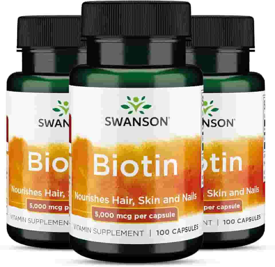 Biotina, Swanson 100 Caps, 3 UN, Made in Usa/Importado