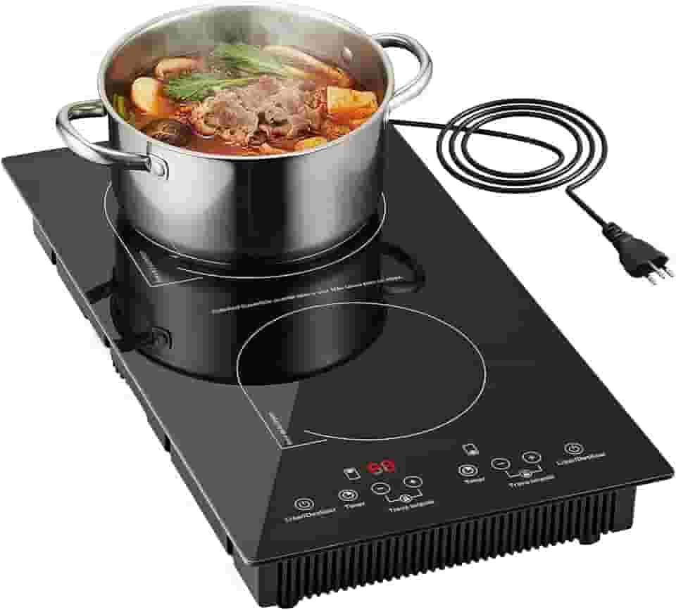 Cooktop de indução 2 Bocas portátil, 220V, 4000 W, Temporizador, trava para crianças,controlo tátil,Segurança Avançada,interruptor independente,Embutida ou de bancada,Vidro Temperado