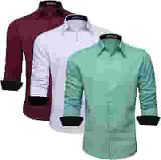Kit com 3 Camisas Sociais de Manga Comprida Slim