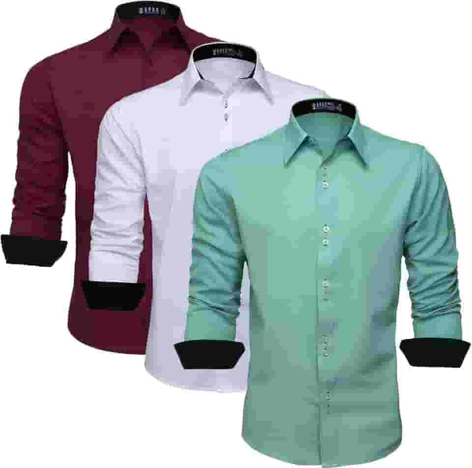 Kit 3 Camisa Masculina Slim Social Manga Longa Fácil de Passar 3K357