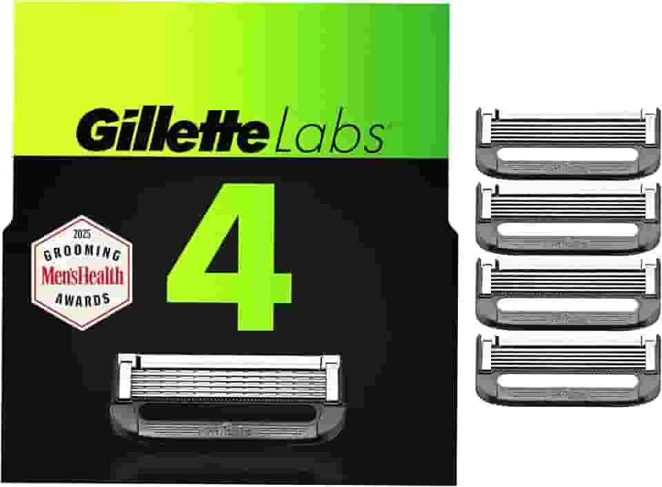 Gillette Labs — Recargas de lâmina de barbear masculinas compatíveis com lâminas Gillette Labs – 4 cartuchos com barra esfoliante