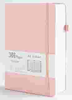Diário pontilhado com 366 páginas numeradas, diário A5 com papel quadriculado de 100 g/m2, capa dura de couro, para mulheres, homens, anotações escolares, diário de trabalho, 14,5 x 21 cm Blush