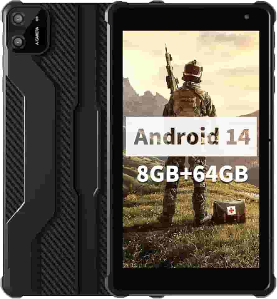 VASOUN Tablet Android 14 de 7 polegadas, 8 GB de RAM, 64 GB de ROM, Octa-Core 2,0 GHz, tela sensível ao toque IPS, câmera dupla, WiFi/Bluetooth 5G, tablet infantil e adulto com capa