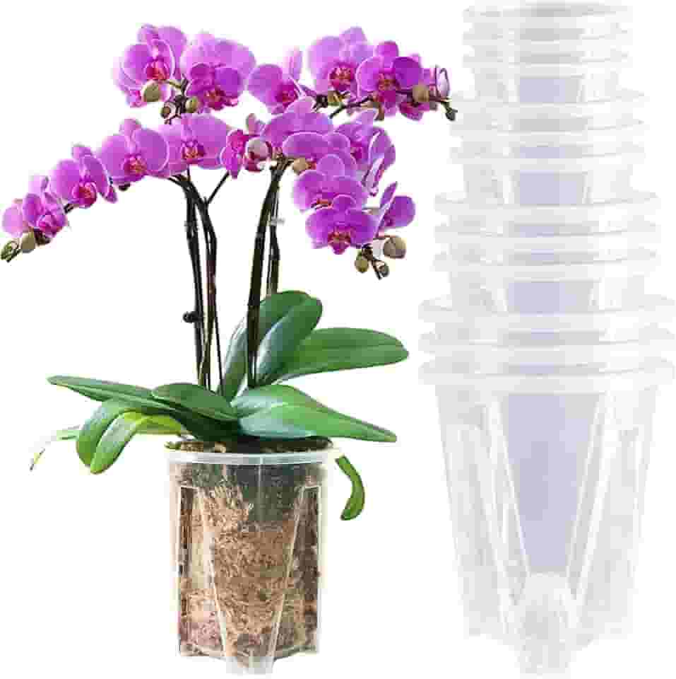 Potes de orquídea pacote com 12 – 3 de cada um de 9,9, 12,9, 5,5 e 6,3 polegadas, vasos de orquídea transparentes com furos para replantação, vaso de orquídea de plástico para ambientes internos e externos