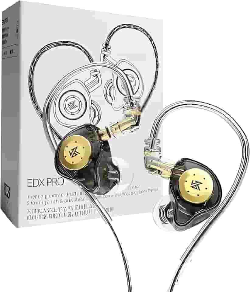 Fone De Ouvido Profissional KZ EDX Pro Intra-auricular, Driver Dinâmico Magnético Composto de 10mm, Cabo Substituível, Original - Perfeito para Cantores - AlverSun (PRETO)