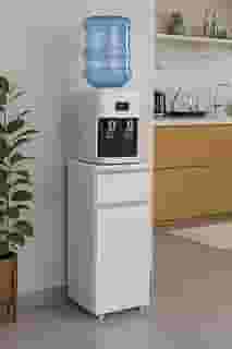 Armário Multiuso Suporte para Bebedouro com Porta e Gaveta – Ideal para Cozinha ou Escritório, Compacto e Funcional (BRANCO)