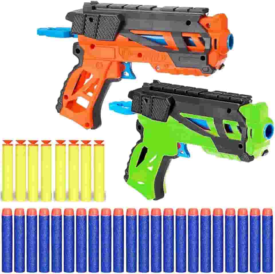 Kit 2 Pistolas Lança Dardos NERF de Espuma Infantil de Brinquedo Super Sports com 32 Dardos