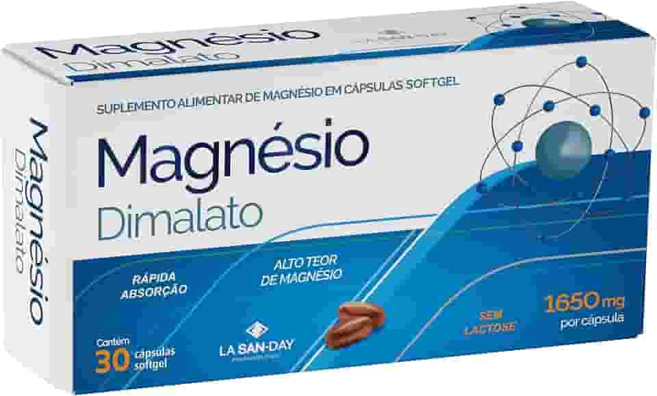 Magnésio Dimalato (30 Cápsulas) - Auxilia na redução do stress, ansiedade e depressão, Auxilia na formação de ossos e dentes, Auxilia na prevenção de dores articulares e musculares