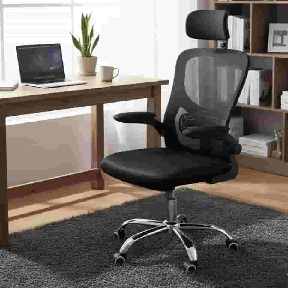 Cadeira Escritório Secretária Giratória Rodinhas Ajustavél Cor Preto