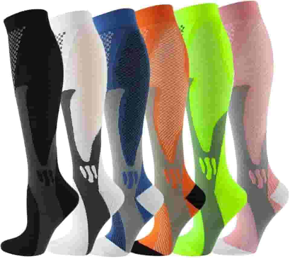 Meia De Compressão Esportiva Feminina Masculino Cano Alto Corrida Ciclismo