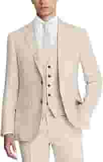 Terno masculino de linho de 3 peças, conjunto de blazer, colete, calças, casamento, formatura, smoking, negócios, casual, terno