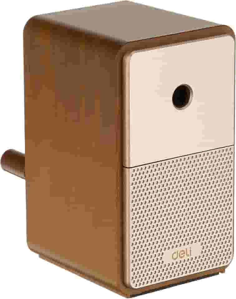 deli Apontador manual de manivela, apontador manual de 5ª engrenagem, apontador de lápis de mão para lápis de 6,9 a 8 mm (marrom)