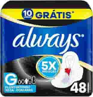 Absorvente Noturno Always Noites Tranquilas Cobertura Seca com Abas Leve 48 Pague 40, Always