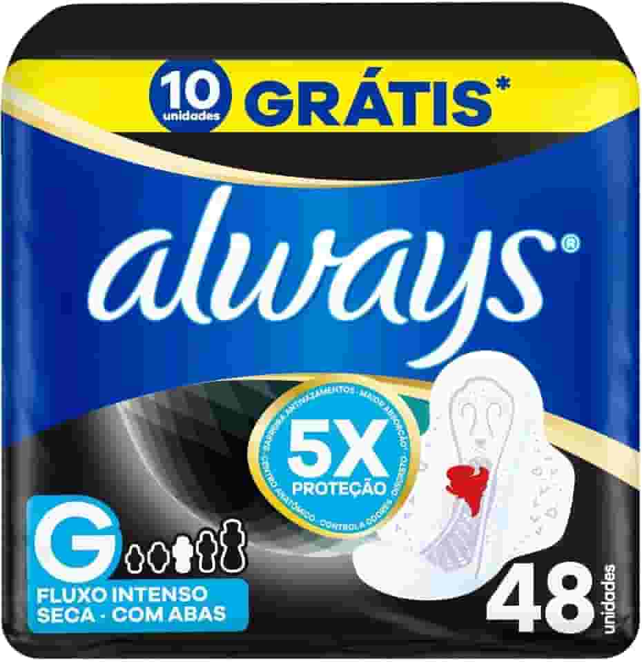 Always Noturno Seca, Absorvente Tamanho G, 48 Unidades