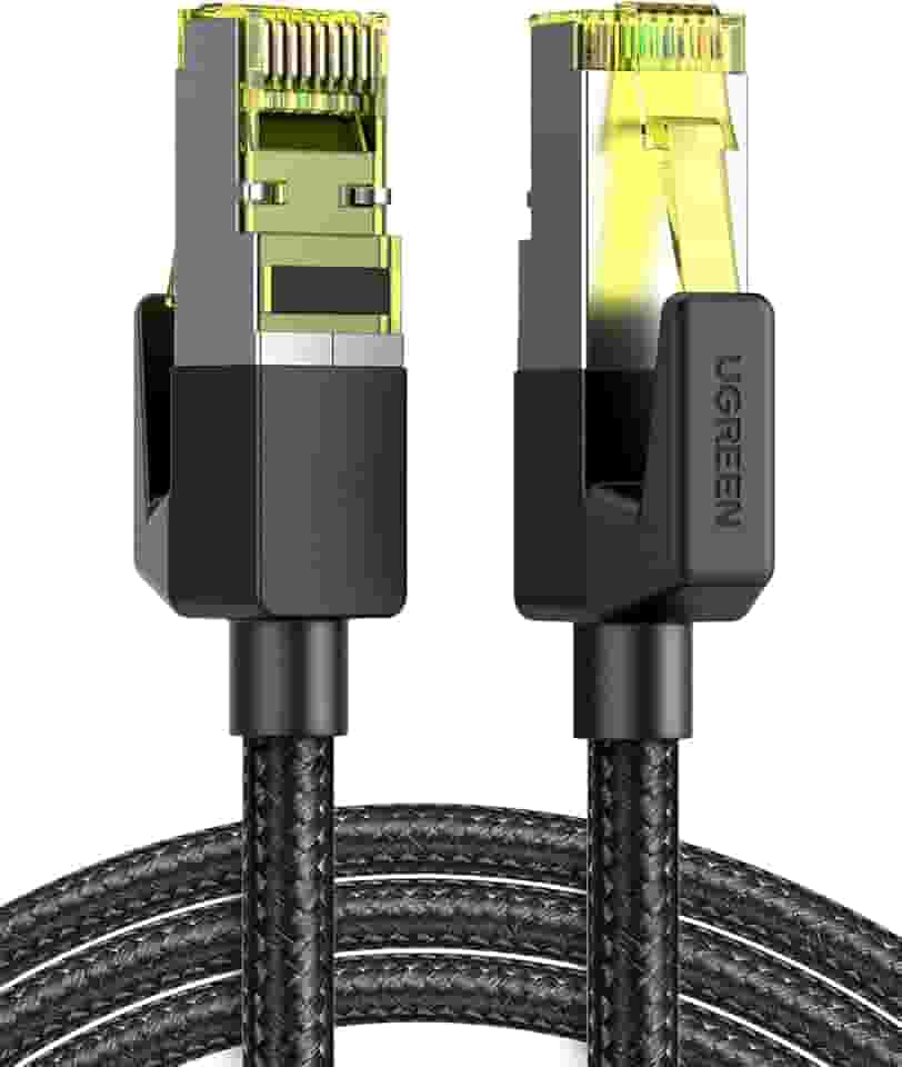UGREEN Cabo de rede CAT7 0,5 m, cabo Ethernet trançado de nylon 10000Mbps com conector RJ45 10Gbps 600MHz, cabo FTP compatível com Cat6 Cat5e, PC, MacBook, PS5