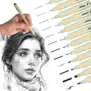 Kit 12 Canetas Nanquim Profissional para Desenho Técnico Artístico Mangá Lettering Brush Sakura Precisão Projetos Caligrafia