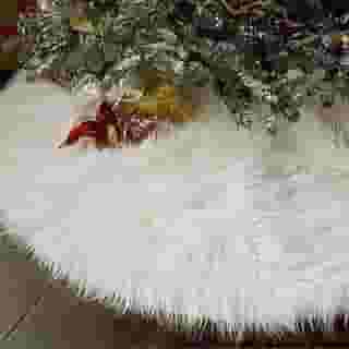 Saia P/Arvore De Natal Pelúcia Pelo Alto 7cm Branco 90cm