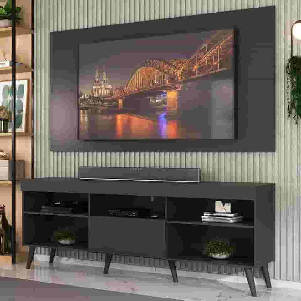 Rack com Painel Tv 65" Retrô Flórida Up Multimóveis Mp1042 Preto