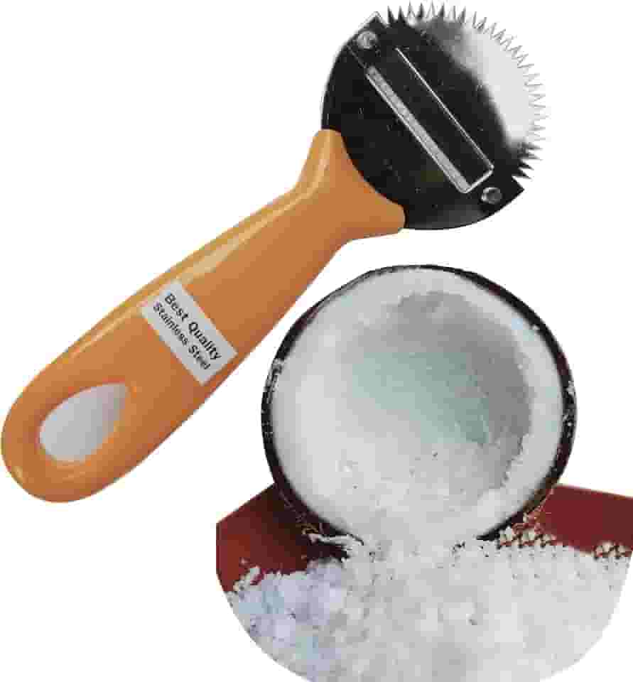 Plai Na Ralador de Coco Manual em Plástico Amarelo, Preto, Vermelho com Lâmina Curva de 6.62 cm