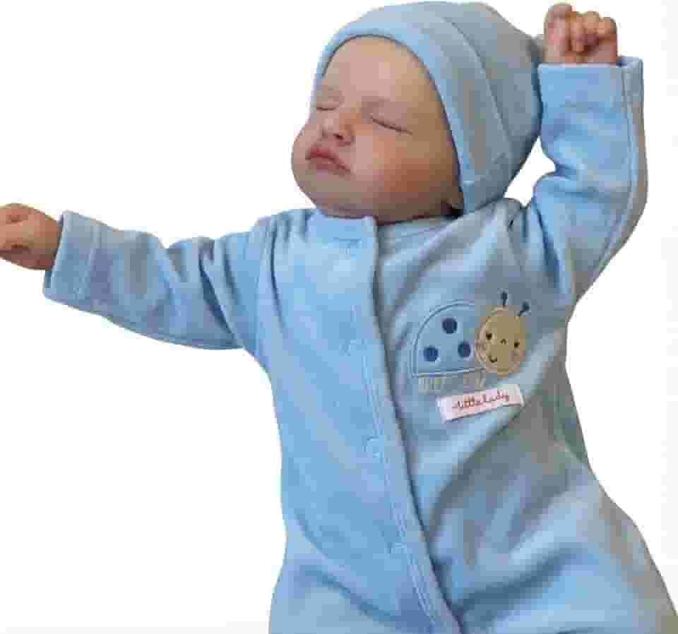 Boneca Bebê Reborn Realista em Silicone Rosali Menino 46 cm e Pode Dar Banho Acompanha Roupinhas Variadas e Acessórios