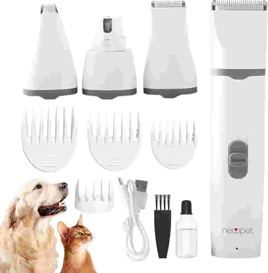 Maquininha Tosa Pet Aparador Recarregável Cachorro Gato, Cortador de cabelo elétrico 4 em 1 para animais de estimação