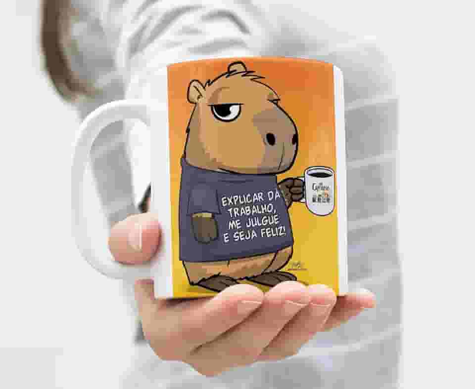 Caneca de Cerâmica com Capivara Engraçada (Explicar da Trabalho...), Design Cartoon, Presente Divertido