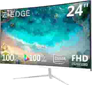 Monitor curvo Z-Edge de 24 polegadas Full HD 1920x1080 LED monitor de computador 75Hz, painel VA, bisel ultrafino, sem cintilação, ângulo de visão amplo de 178°, porta VGA HDMI, branco